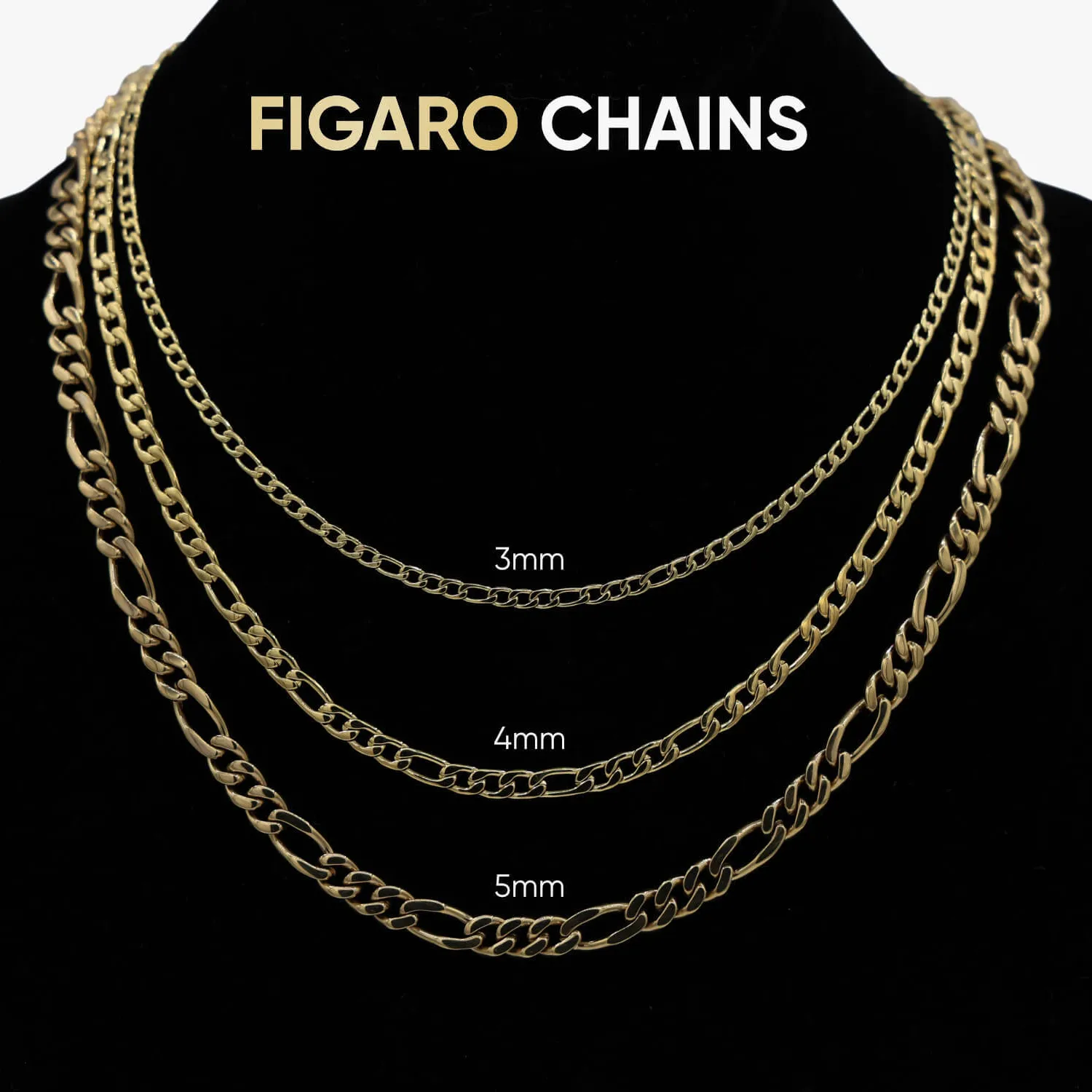 10k Solid Gold Figaro Link Necklace (2mm)