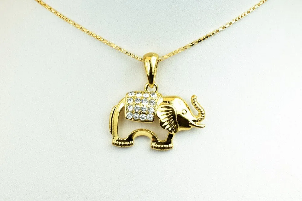 18K as Gold Filled* Elephant Pendant Charm Size 22.5x32mm With CZ Cubic Zirconia Stone as Gold Filled* Pendant For Jewelry Making GP106