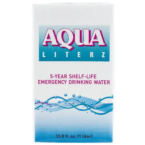 Aqua Literz Emergency Drinking Water 33.8 oz, 5-Year Shelf Life, 1 Full Pallet - 75 cases (12/case) – 900 Aqua Literz