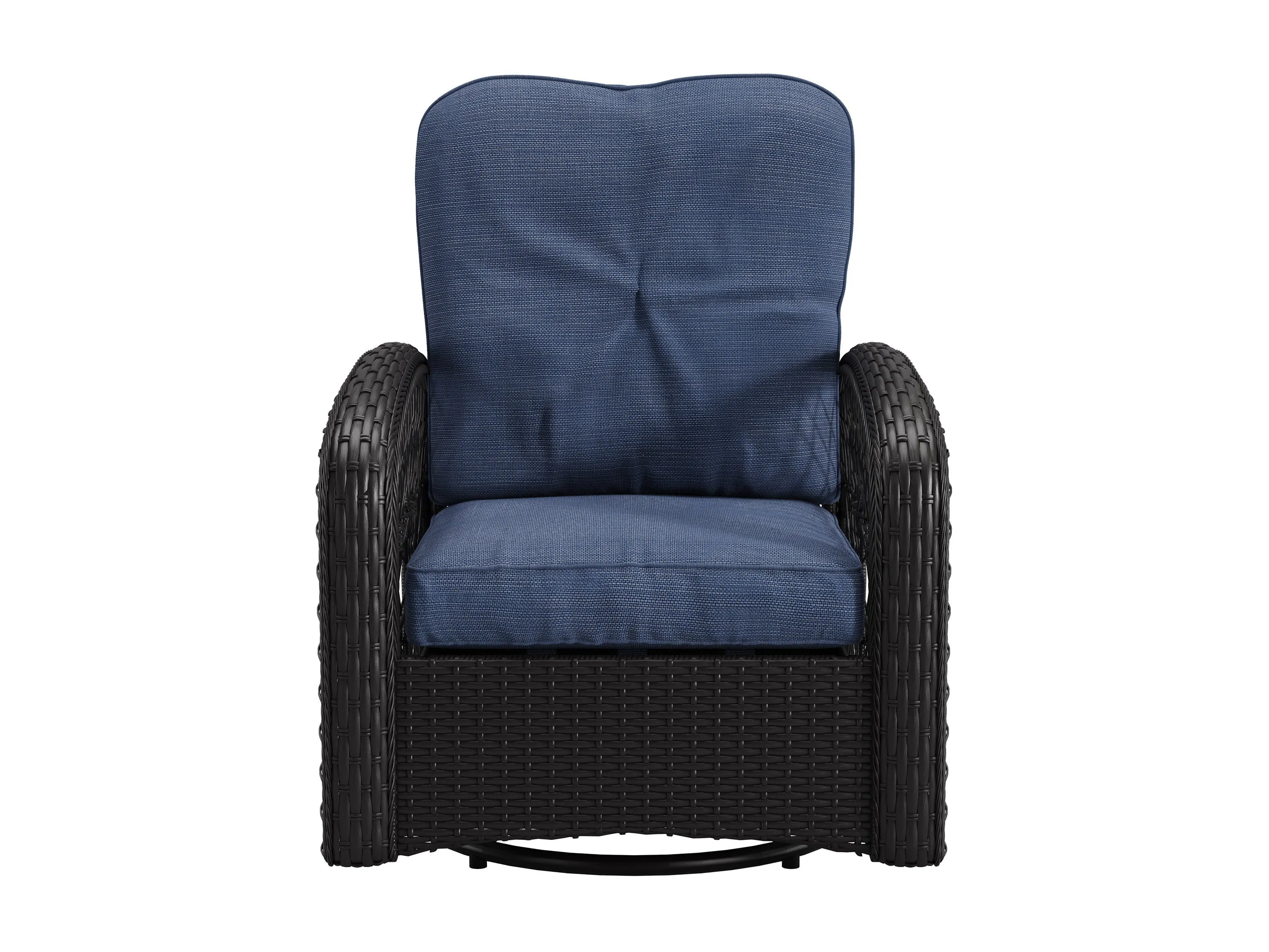 Blue Swivel Patio Chairs Set, 3pc