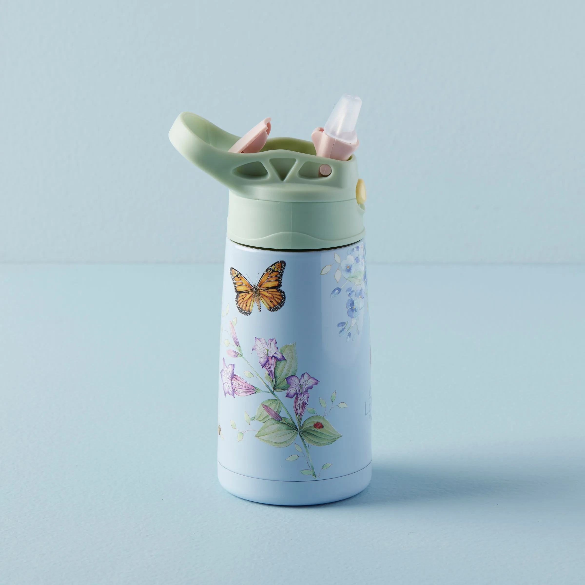 Butterfly Meadow Blue Stainless Kids Water Bottle