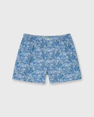 Button-Front Boxer Short in Blue Virginia Meadow Liberty Fabric