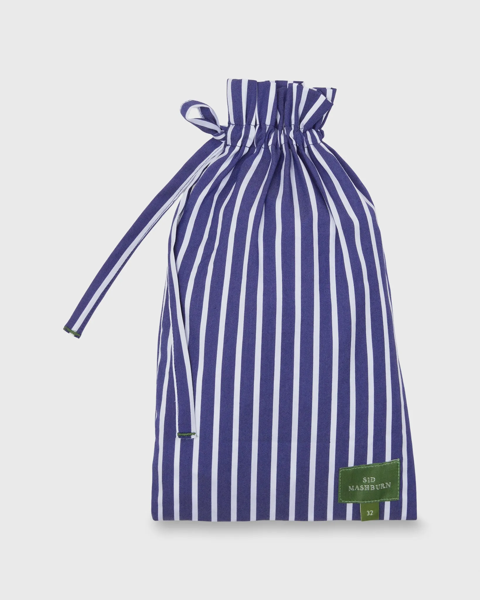 Button-Front Boxer Short in Blue/White Stripe Stretch Poplin