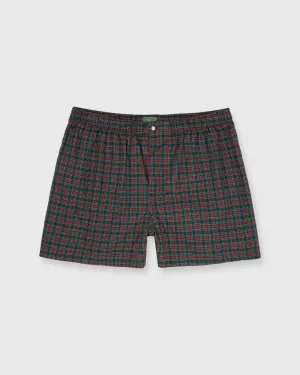 Button-Front Boxer Short in Hunter Tartan Poplin