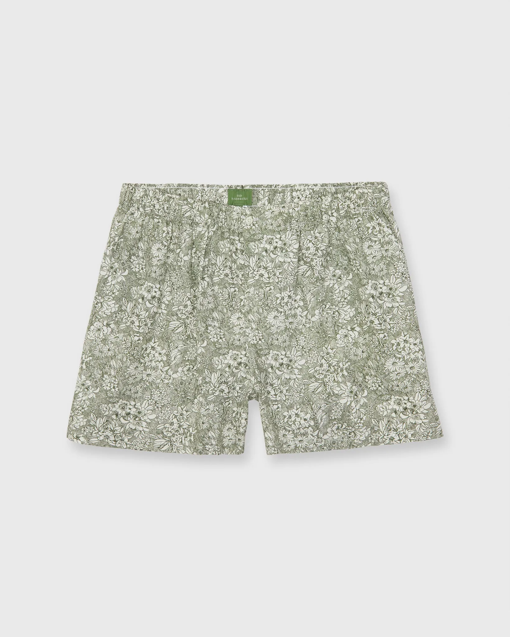 Button-Front Boxer Short in Olive/Ivory Orlando Liberty Fabric