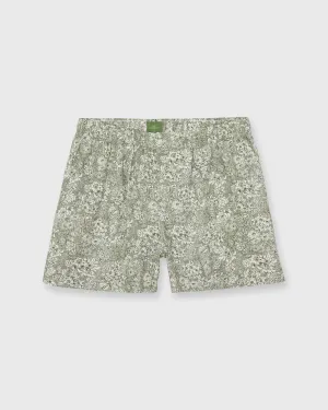 Button-Front Boxer Short in Olive/Ivory Orlando Liberty Fabric