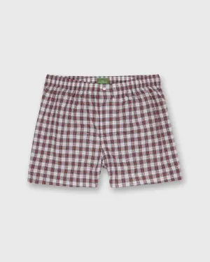 Button-Front Boxer Short in Red/White Dress Stewart Tartan Poplin