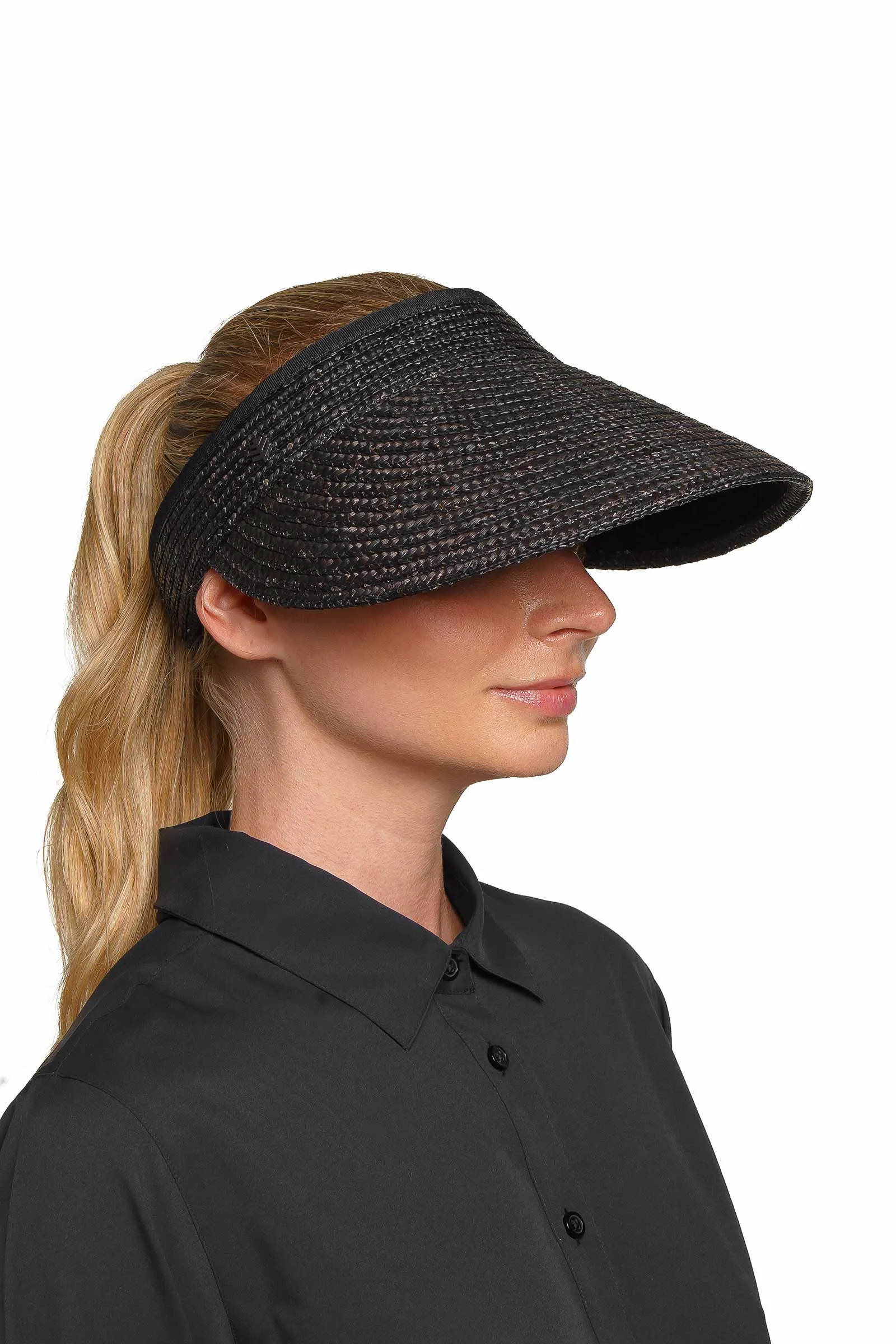 Carmen Wheat Straw Visor | Black