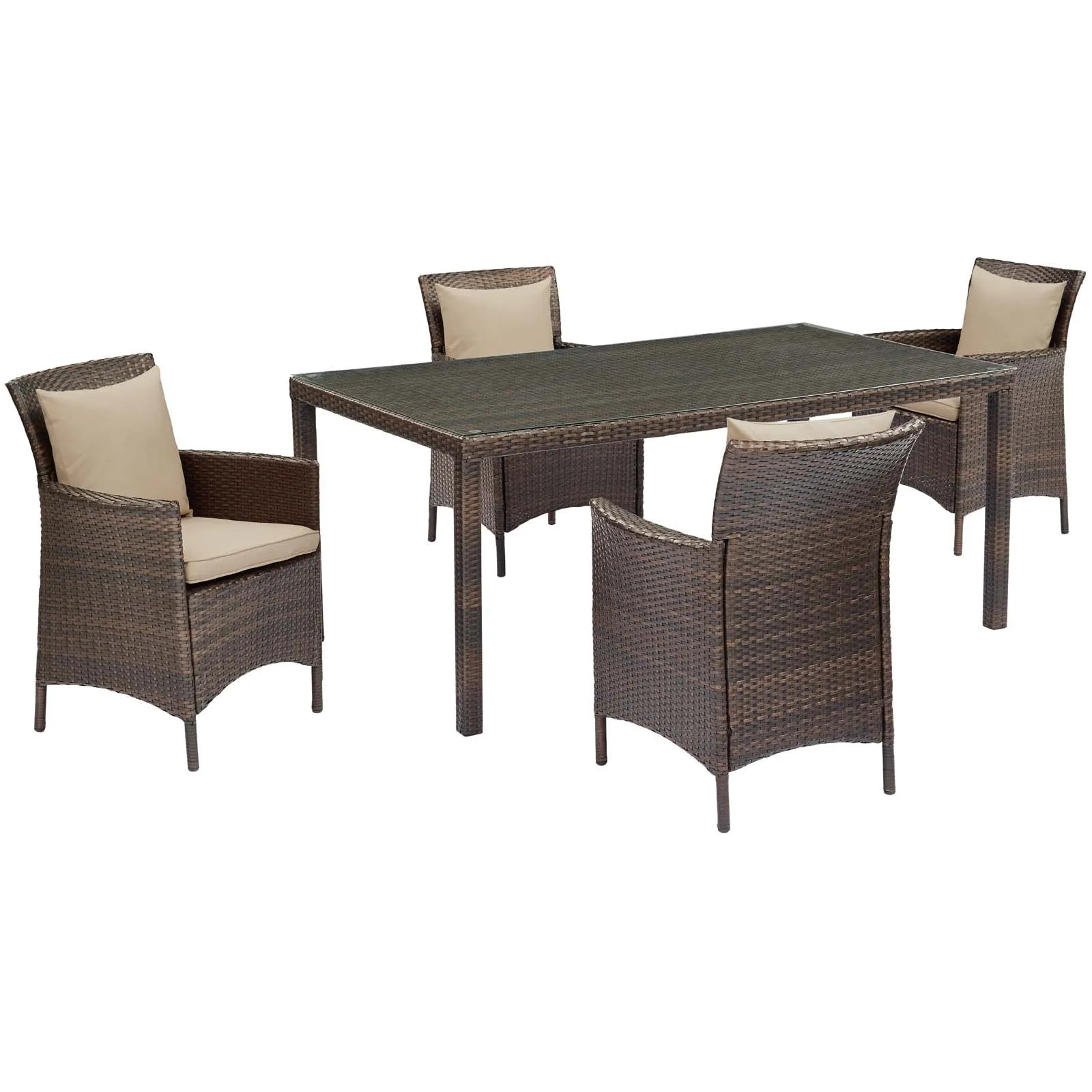 Conduit 5 Piece Outdoor Patio Wicker Rattan Set by Modway