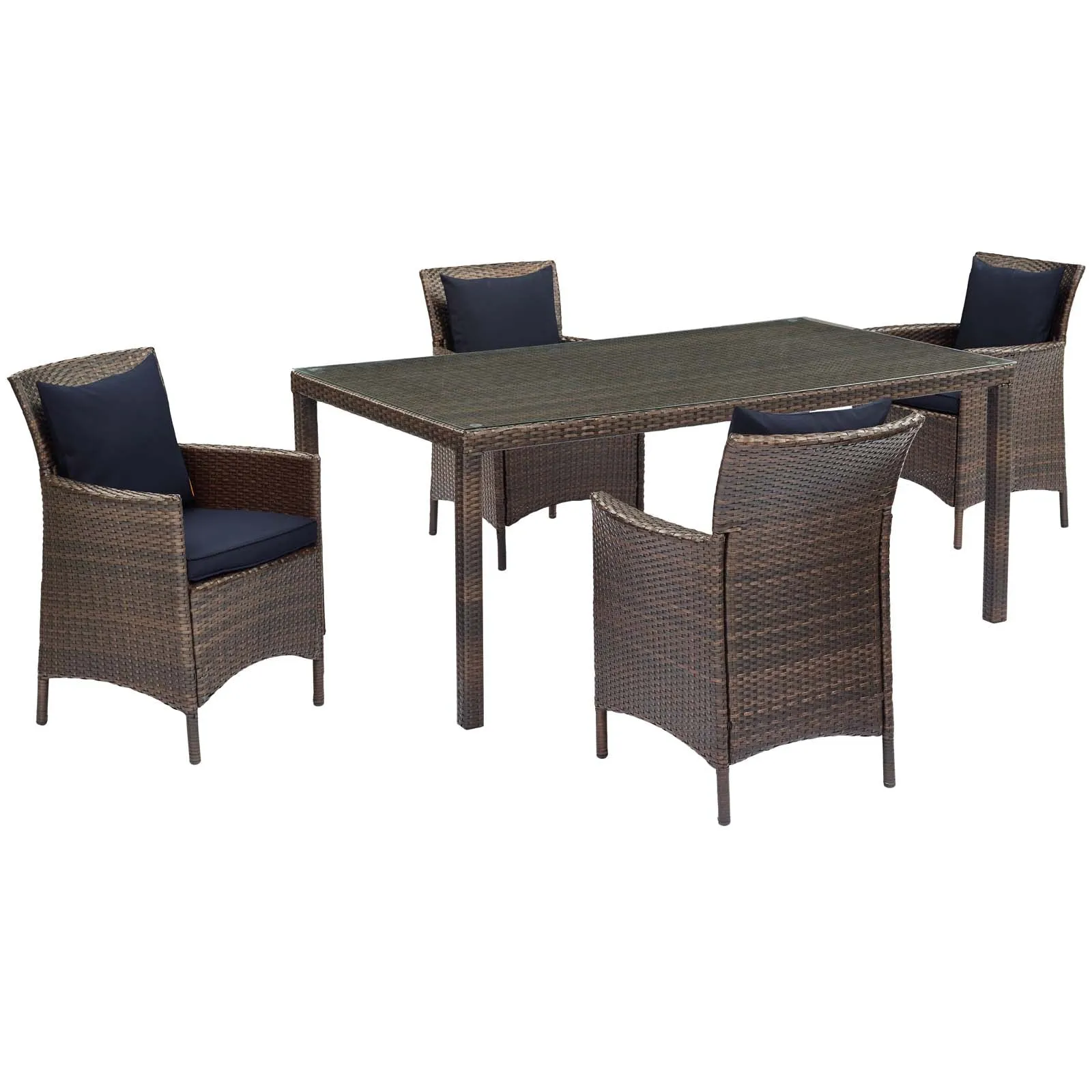 Conduit 5 Piece Outdoor Patio Wicker Rattan Set by Modway