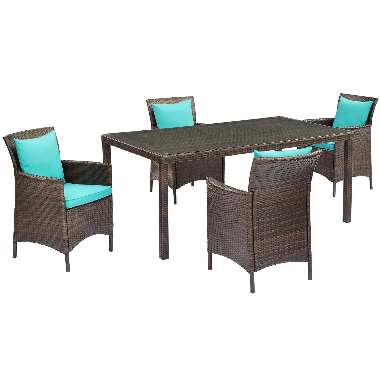 Conduit 5 Piece Outdoor Patio Wicker Rattan Set by Modway