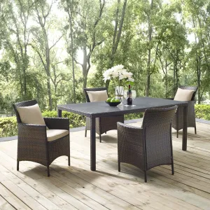 Conduit 5 Piece Outdoor Patio Wicker Rattan Set by Modway