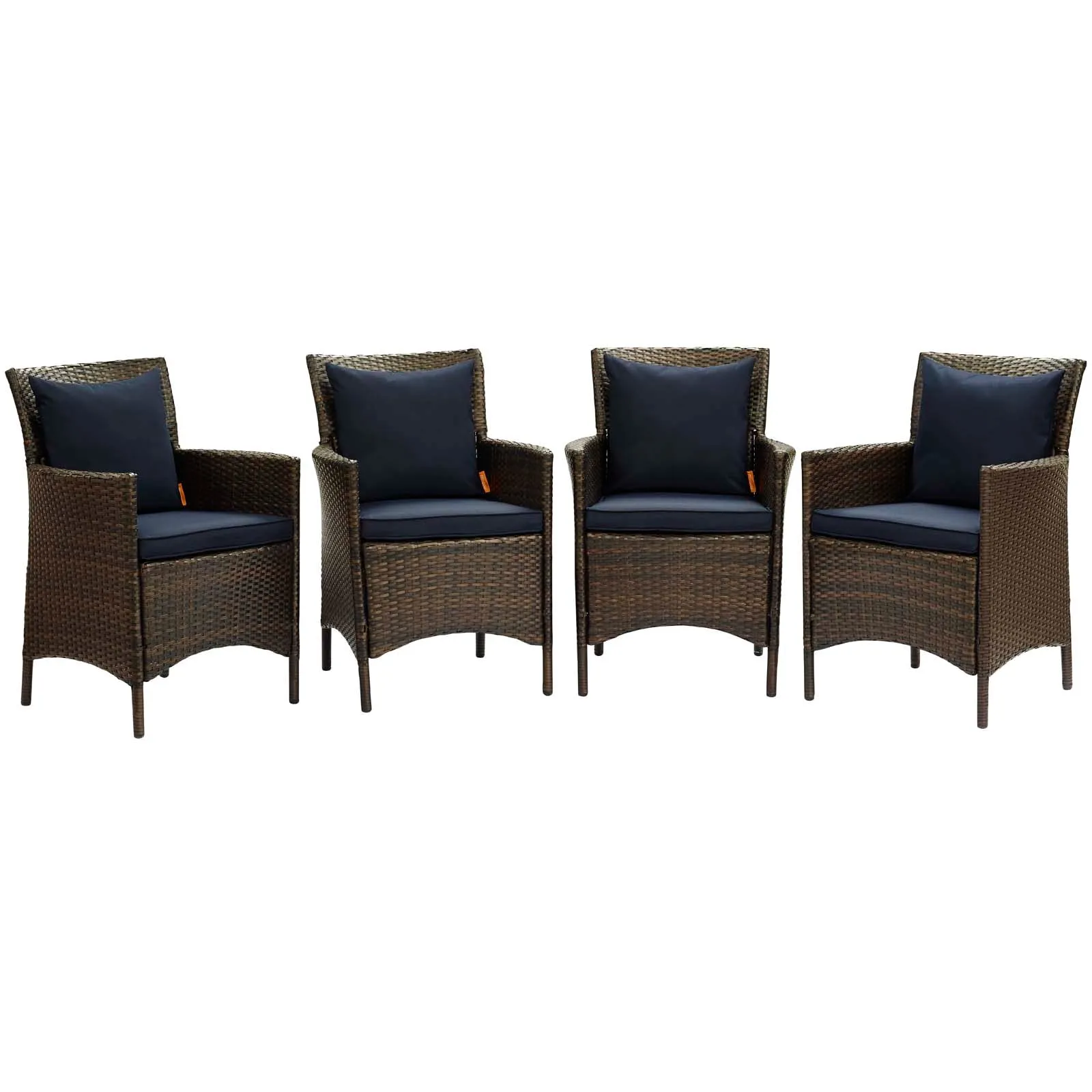 Conduit Outdoor Patio Wicker Rattan Dining Armchair Set of 4 by Modway