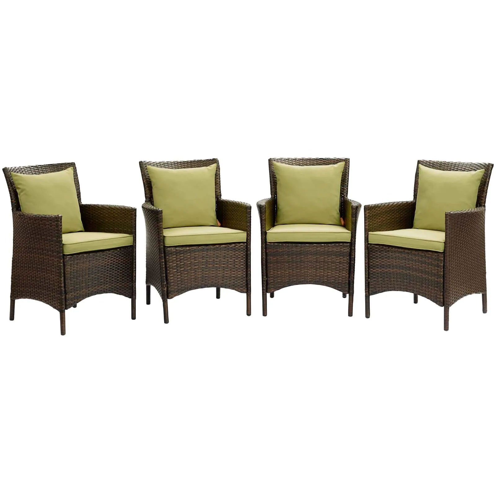 Conduit Outdoor Patio Wicker Rattan Dining Armchair Set of 4 by Modway