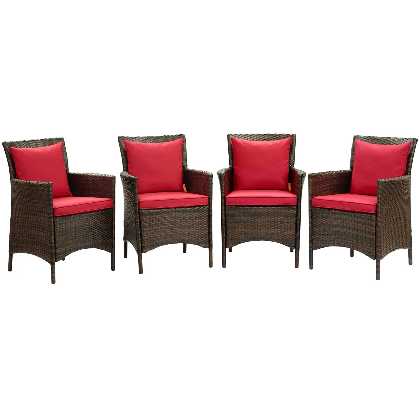 Conduit Outdoor Patio Wicker Rattan Dining Armchair Set of 4 by Modway