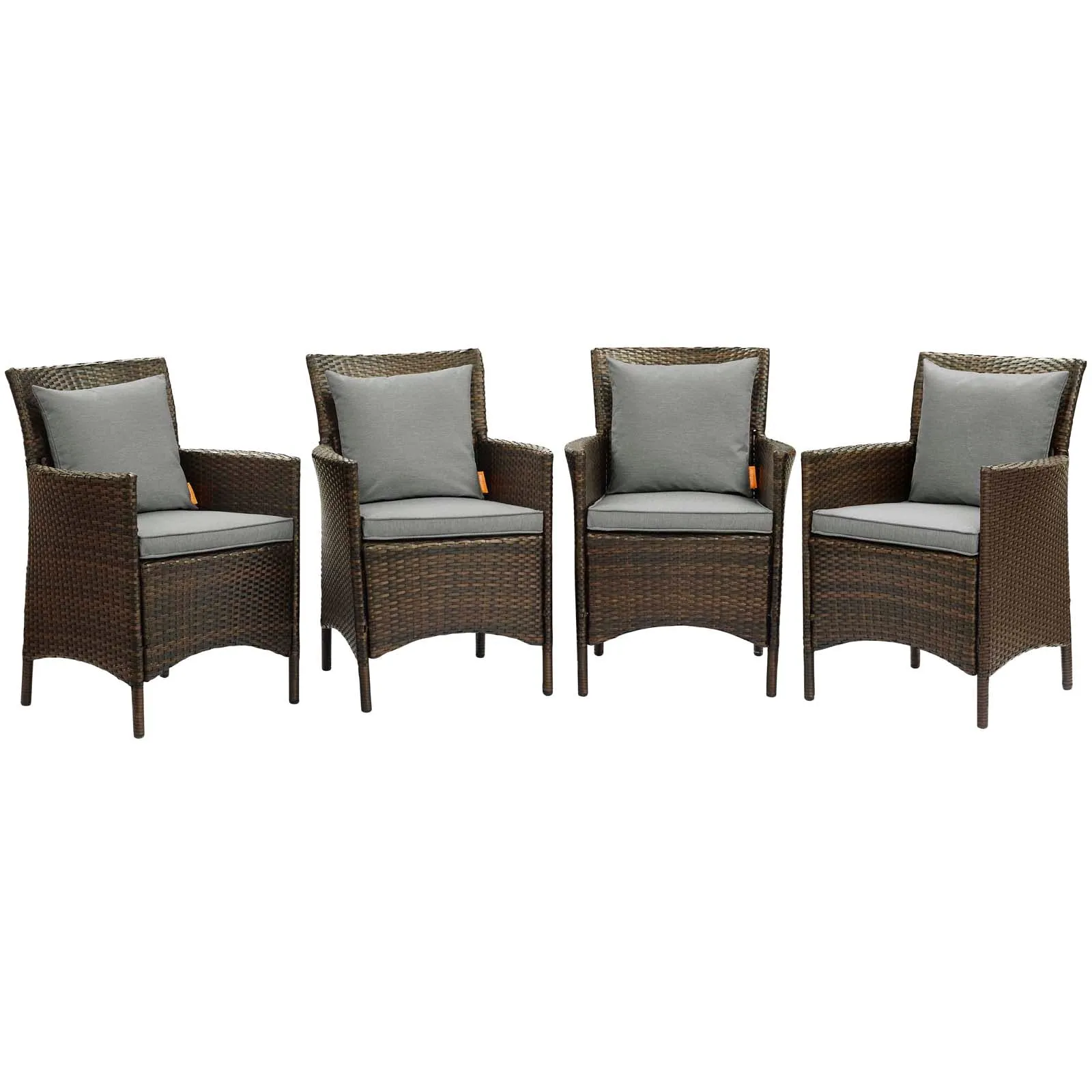 Conduit Outdoor Patio Wicker Rattan Dining Armchair Set of 4 by Modway