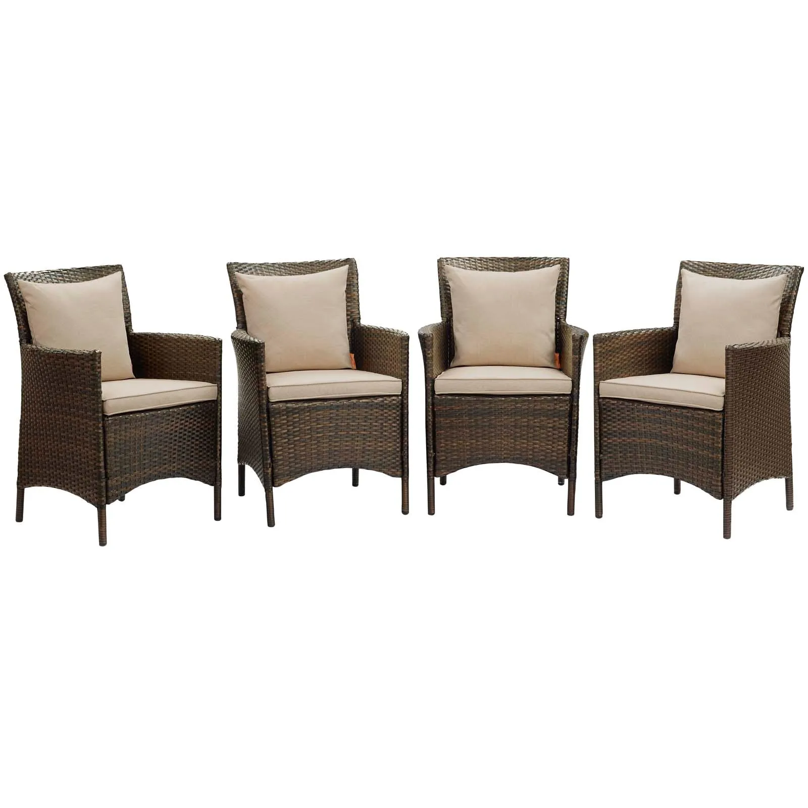 Conduit Outdoor Patio Wicker Rattan Dining Armchair Set of 4 by Modway