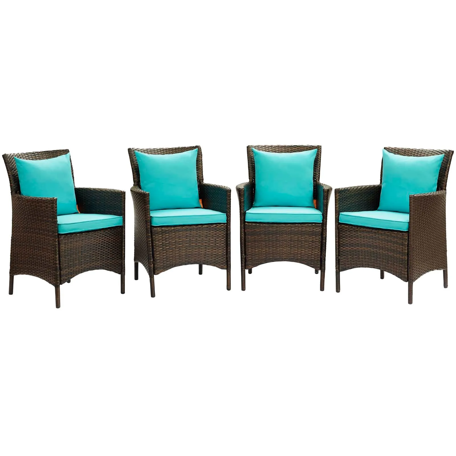 Conduit Outdoor Patio Wicker Rattan Dining Armchair Set of 4 by Modway