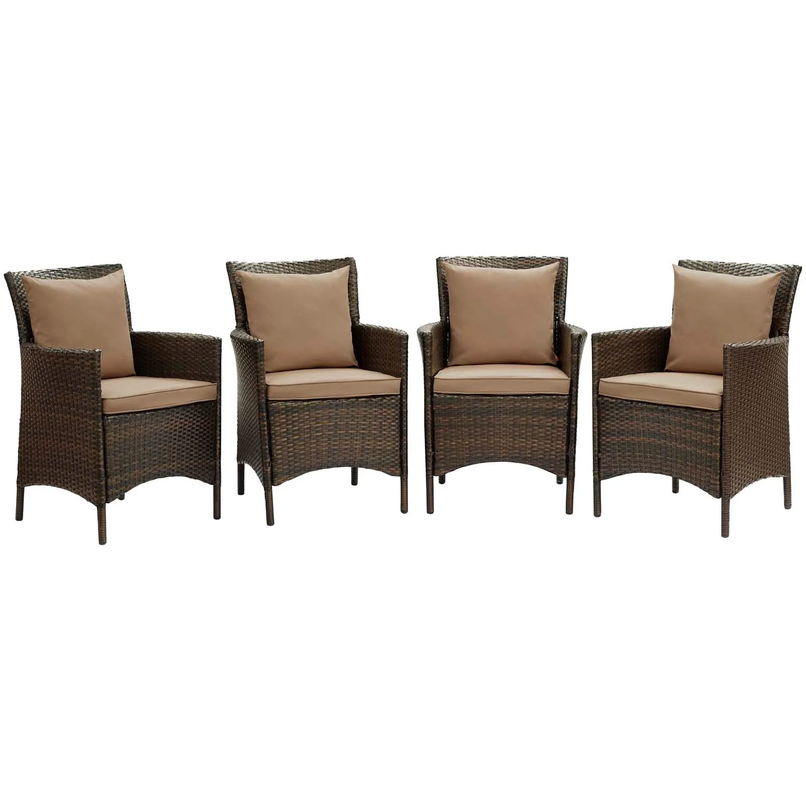 Conduit Outdoor Patio Wicker Rattan Dining Armchair Set of 4 by Modway