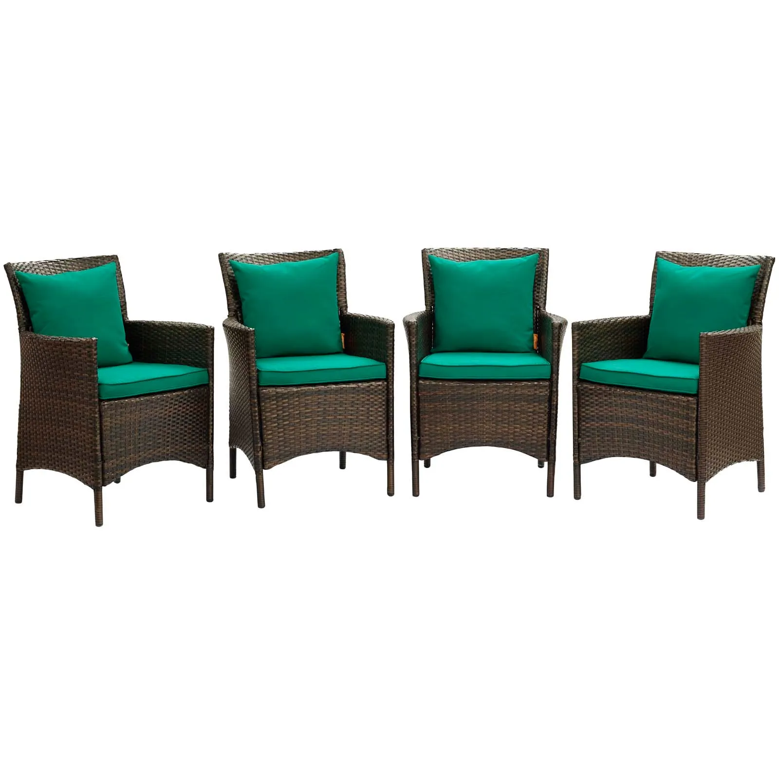 Conduit Outdoor Patio Wicker Rattan Dining Armchair Set of 4 by Modway