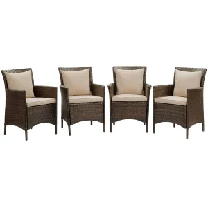 Conduit Outdoor Patio Wicker Rattan Dining Armchair Set of 4 by Modway