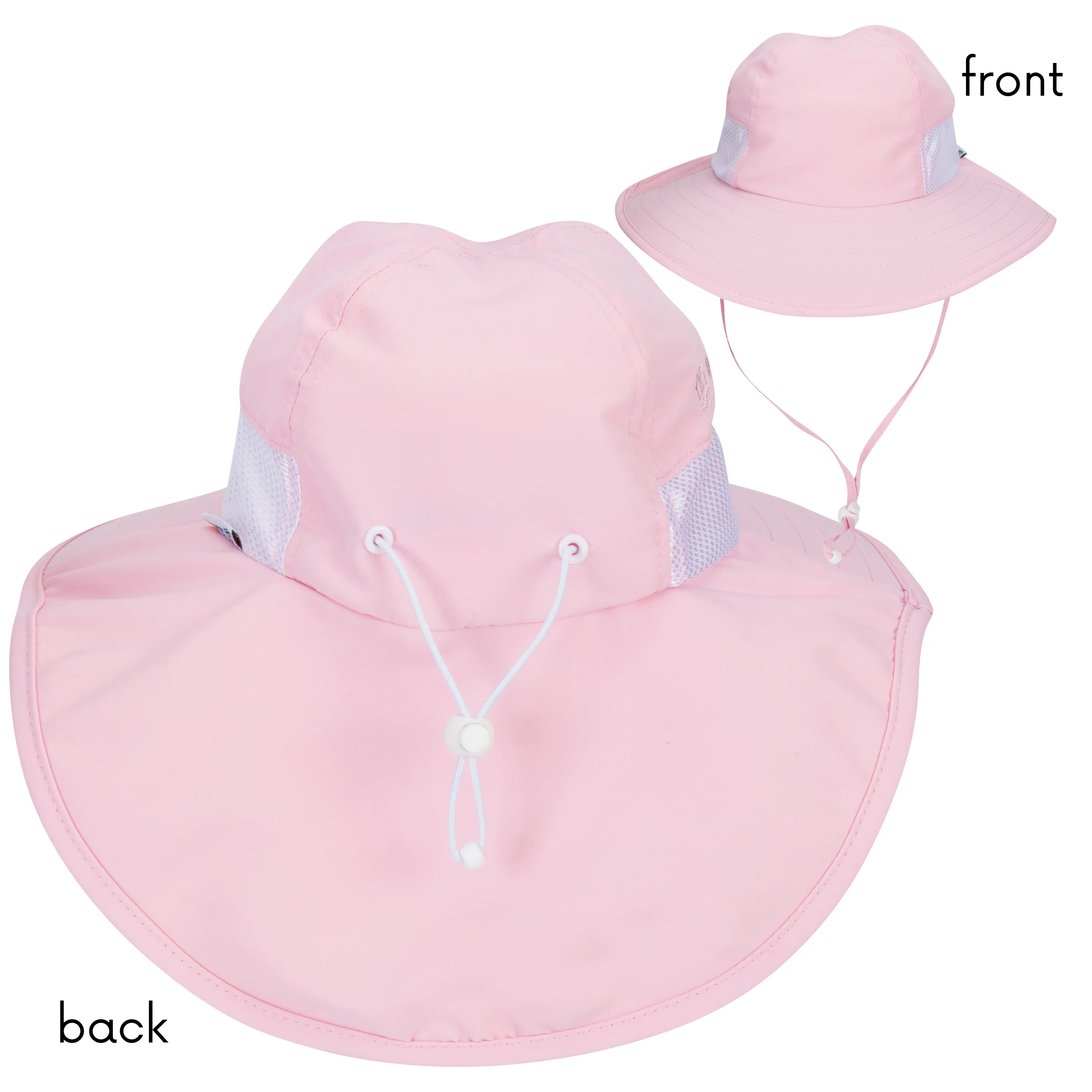 Kids Wide Brim   Flap Neck Sun Protective Adventure Hat - Pink