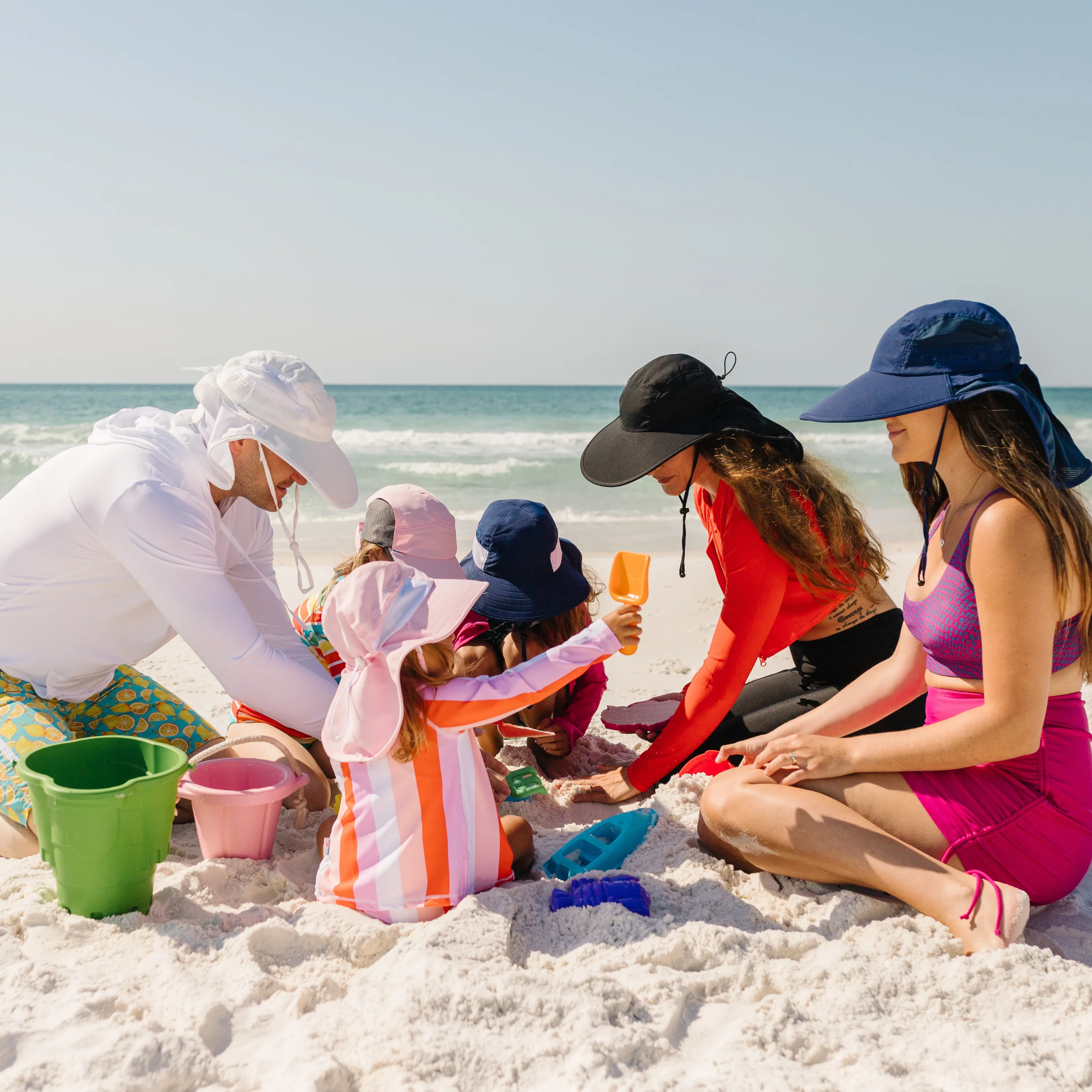 Kids Wide Brim   Flap Neck Sun Protective Adventure Hat - Pink