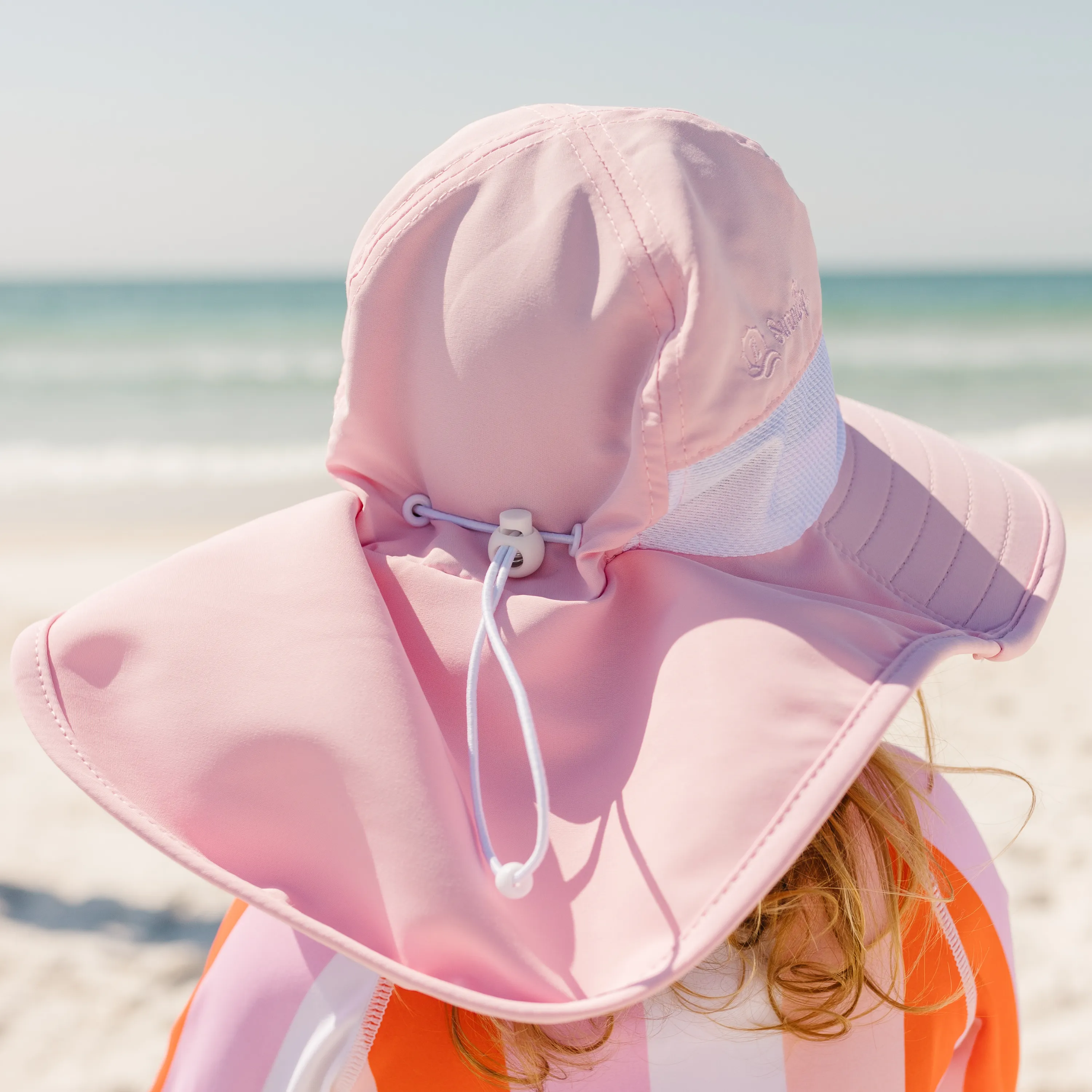 Kids Wide Brim   Flap Neck Sun Protective Adventure Hat - Pink