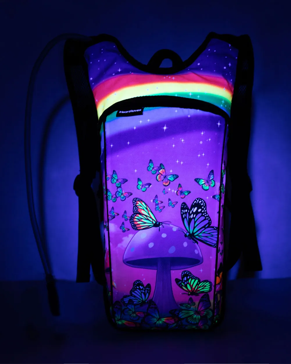 Lost in Wonderland UV Reactive Hydration Pack with Back Pocket for Anti-Theft