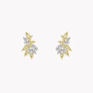 Luxe Two-Tone Diamond Cluster Earrings