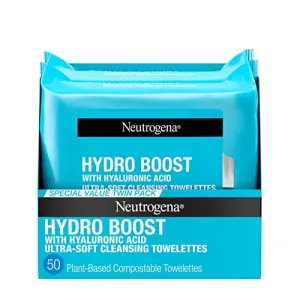 Neutrogena Hydro Boost Hydrating Facial Cleansing Towelettes - Refreshing Makeup Remover Wipes for Nourished and Moisturized Skin