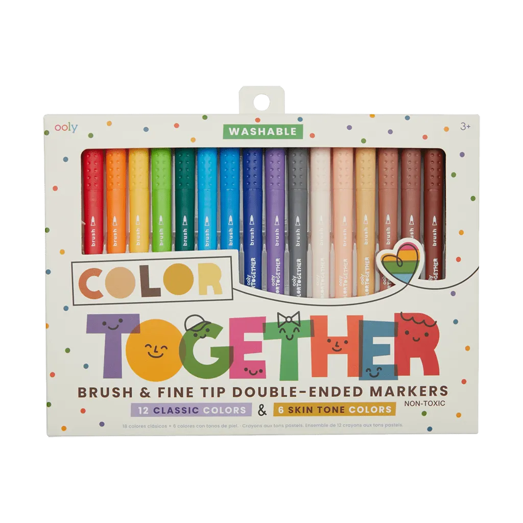 Ooly Color Together Brush & Fine Tip Double-Ended Markers - Set of 18