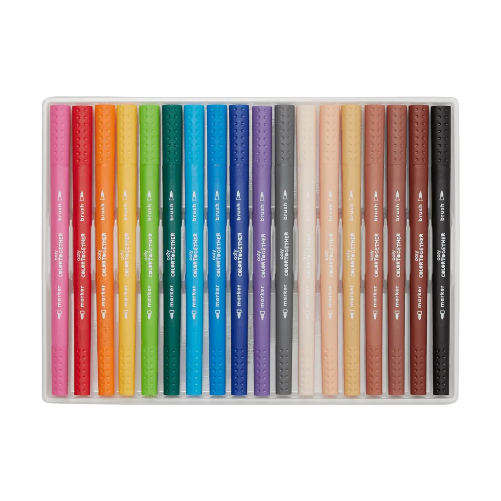 Ooly Color Together Brush & Fine Tip Double-Ended Markers - Set of 18