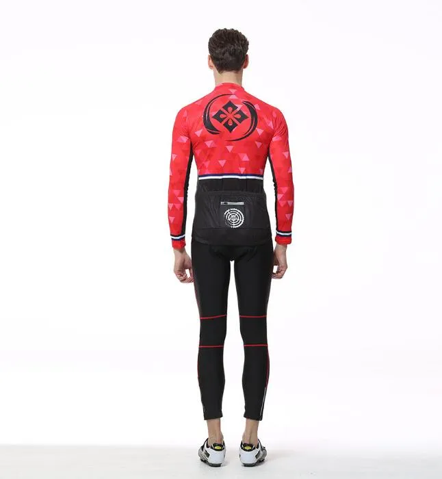 Red Diamond Long Sleeve Cycling Jersey Set