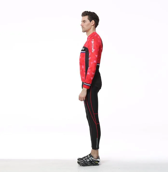 Red Diamond Long Sleeve Cycling Jersey Set