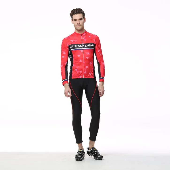 Red Diamond Long Sleeve Cycling Jersey Set