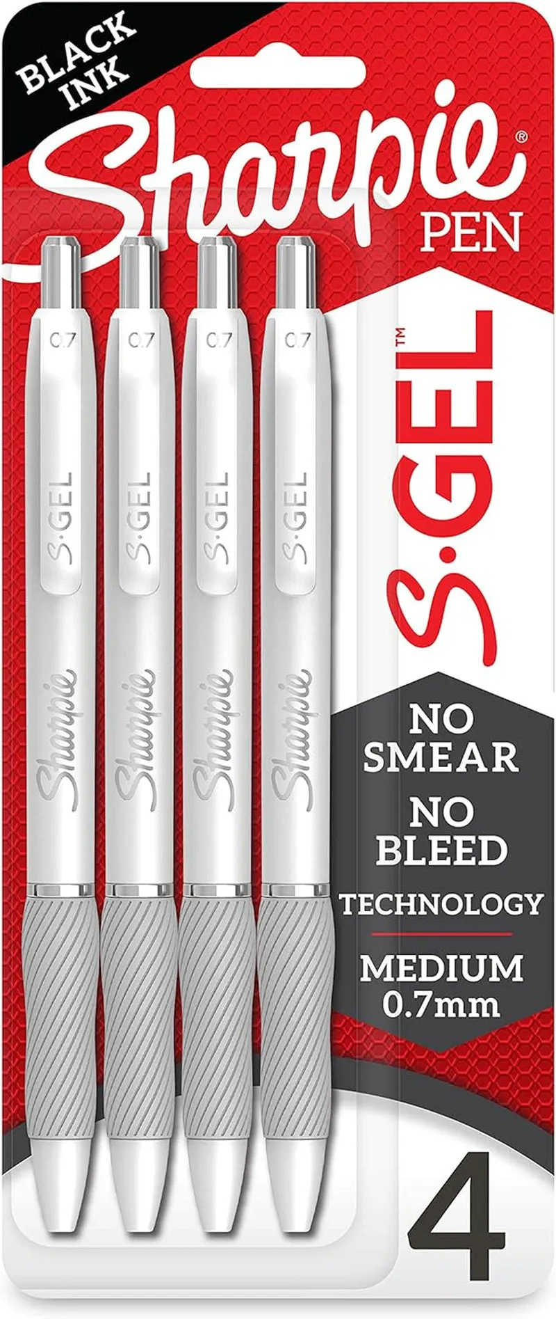 Spring S-Gel, Gel Pens, Medium Point (0.7Mm), Black Ink Gel Pen, 4 Count & S-Gel, Gel Pens