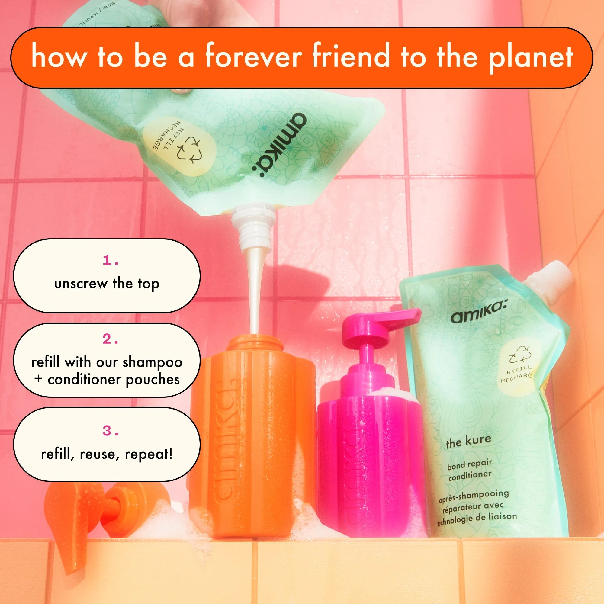 the kure strength repair conditioner | forever friend bottle   pouch duo