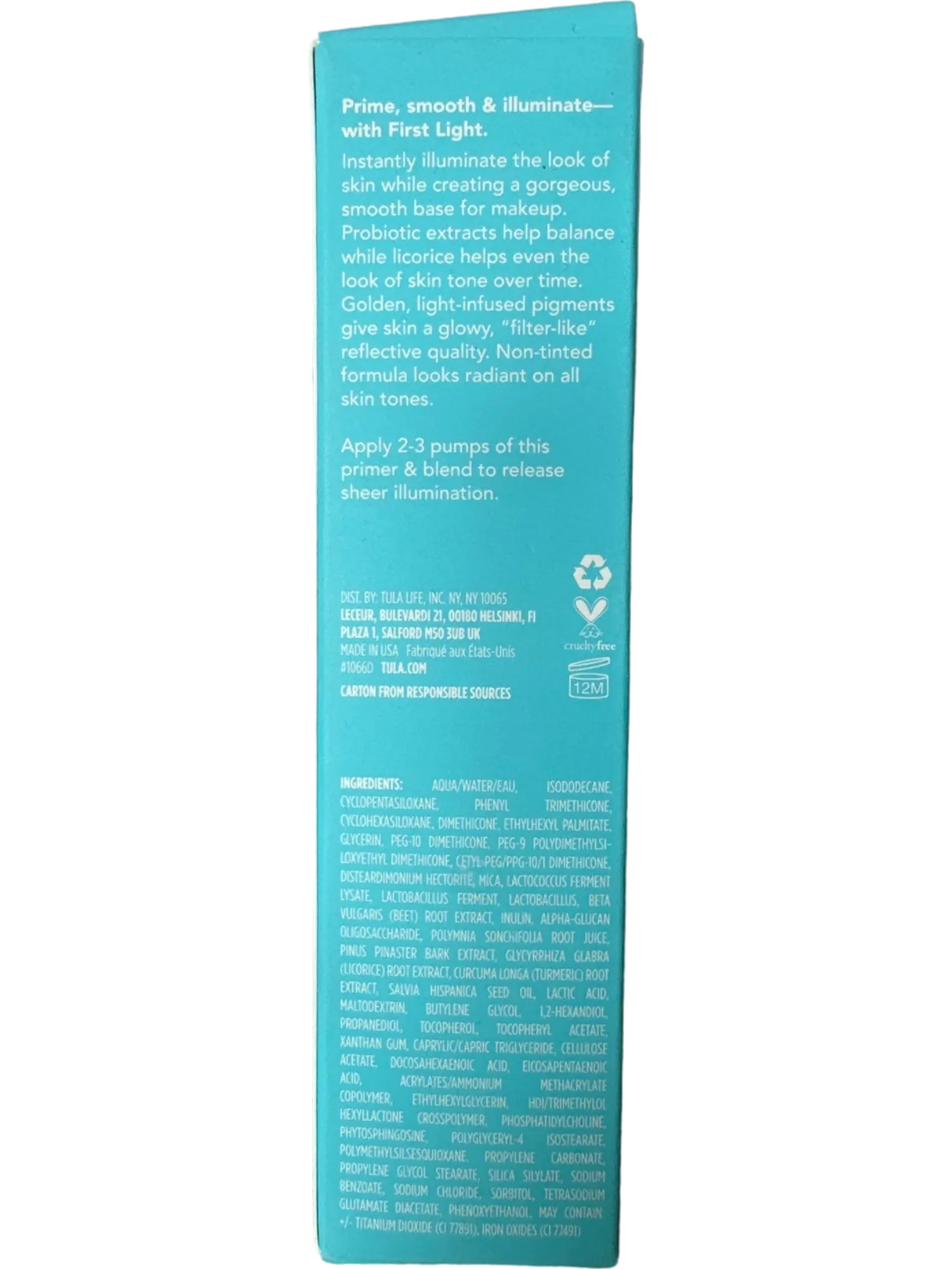 TULA Skincare First Light Filter Primer Luminizing Moisturizing 1 oz