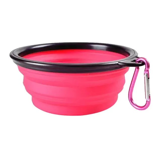 Water Food Bowl for Dogs Cats Collapsible Silicone with Carabiner Clip