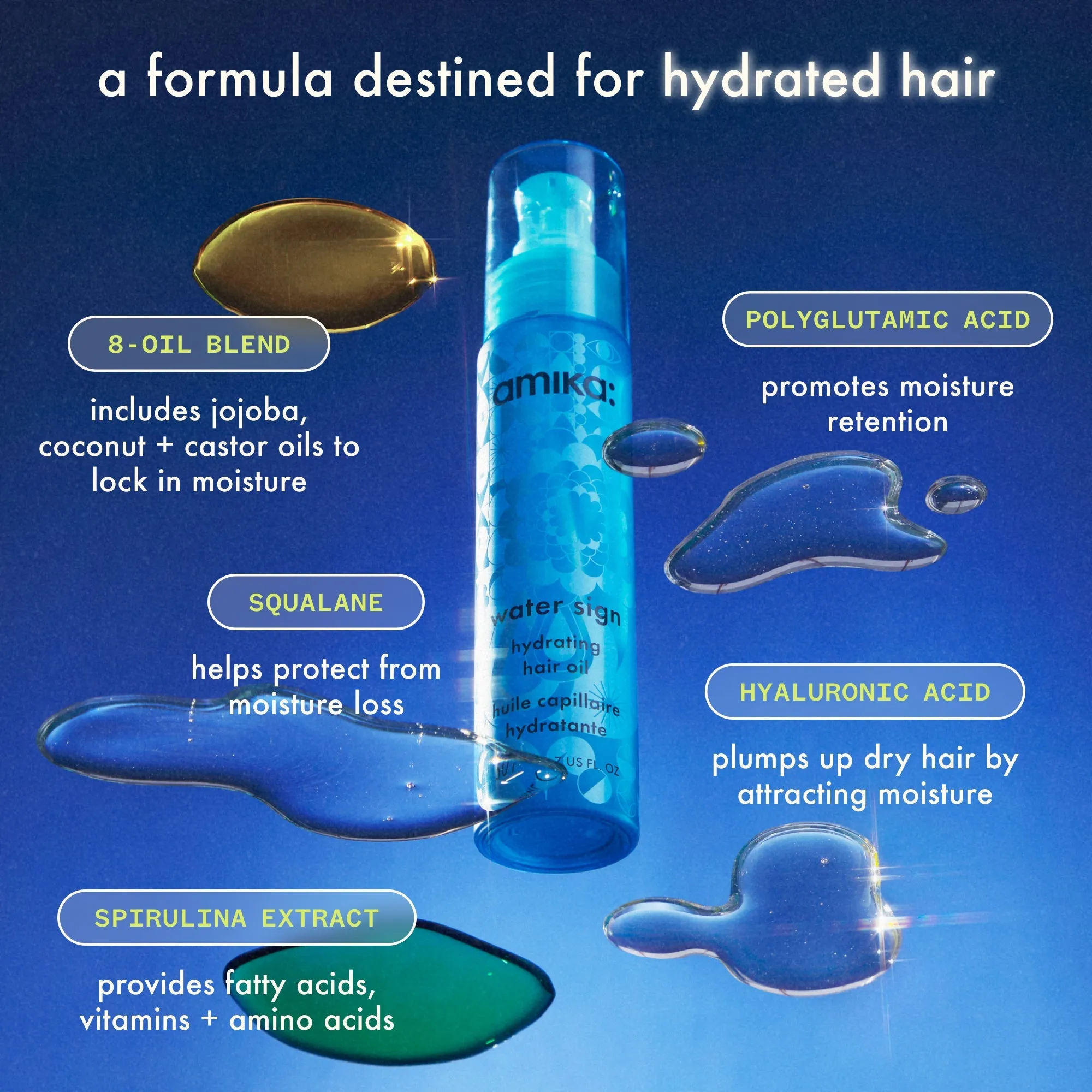 water sign | hydrating hair oil for dry hair