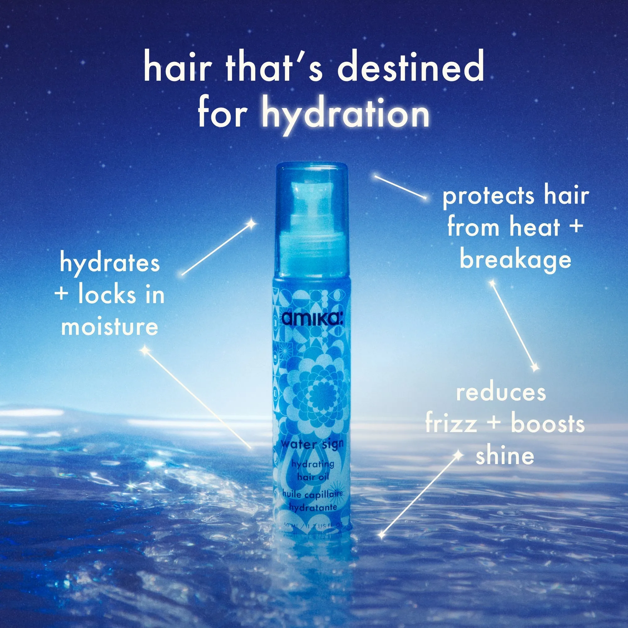 water sign | hydrating hair oil for dry hair